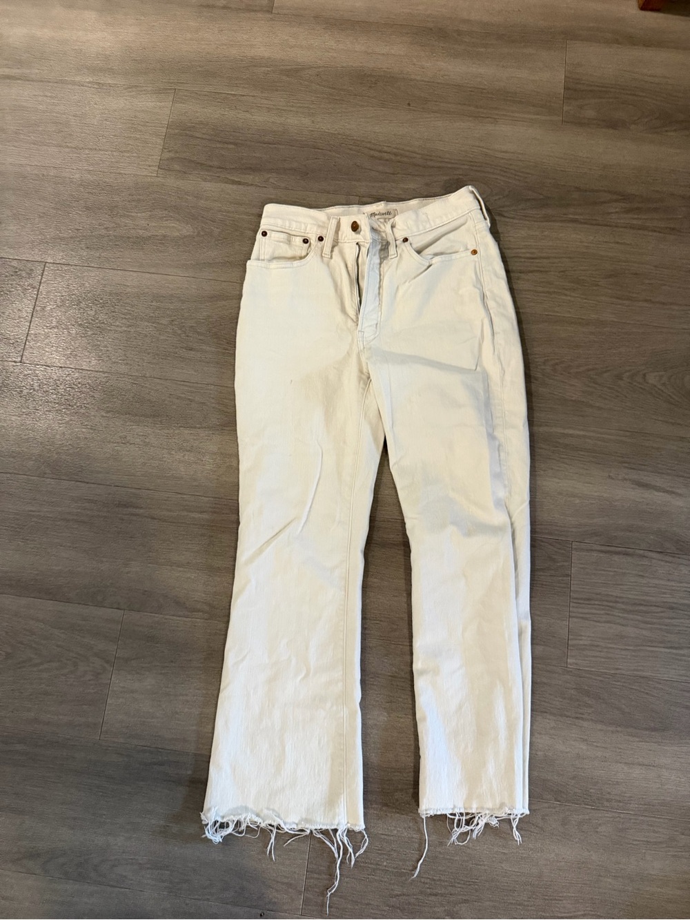 Madewell cream perfect vintage flare crop jean